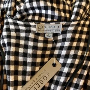 Joseph A. Black and White Gingham Check Cardigan Size Small
